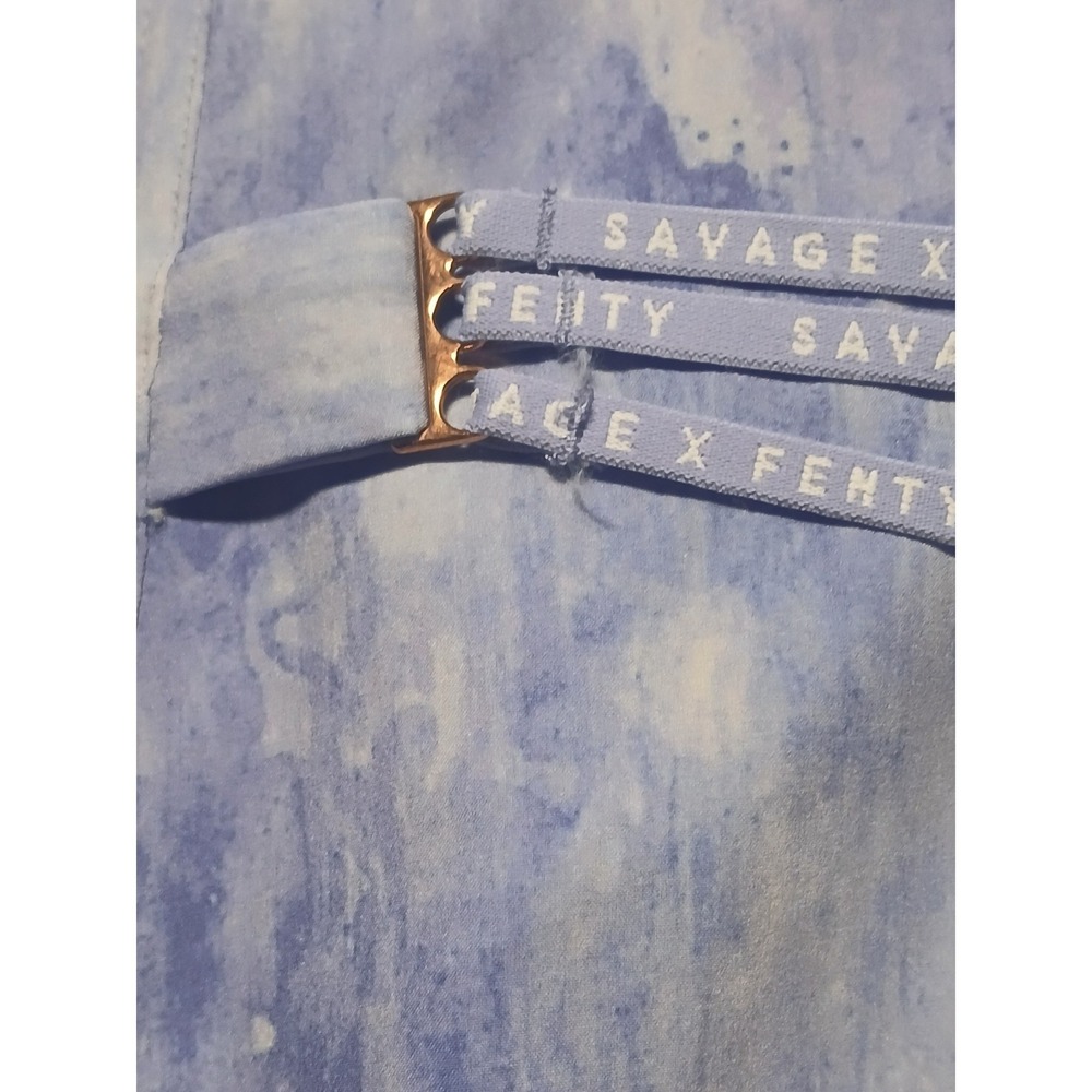 Savage X Fenty Blue Marble Lace Up Corset Mini Dress Sheer Mesh XL - Picture 12 of 13